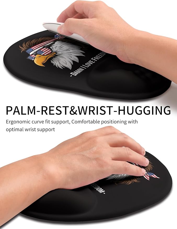 Palm-Rest and Wrist-Hugging Mouse Pad Wrist Rest, Ergonomic Wrist Support with Curve Fitting Cushioned Memory Foam for Carpal Tunnel Pain Relief, 9.9 x 8.3 Inch, DILF