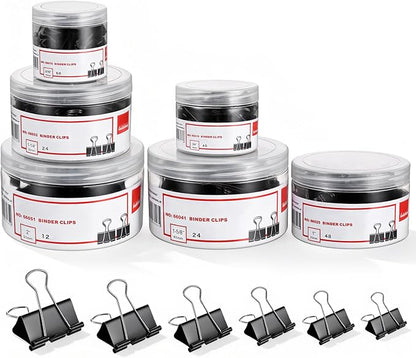 208Pcs Binder Paper Clips Metal Paper Clamps with 6 Boxes, Black Binder Clips Bulk for School Teachers Student Office Supplies, 6 Sizes (Jumbo, Large, Medium, Small, Mini and Micro)