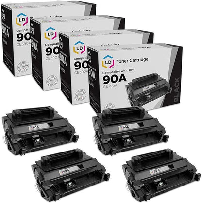 LD Products Compatible Toner Cartridge Replacement for HP 90A CE390A (Black, 4-Pack) for use in Laserjet Enterprise 600 M601dn, 600 M602dn, 600 M602n, 600 M603dn, 600 M603n, 600 M603xh, M4555f, M4555h
