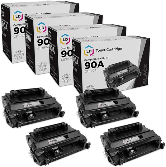 LD Products Compatible Toner Cartridge Replacement for HP 90A CE390A (Black, 4-Pack) for use in Laserjet Enterprise 600 M601dn, 600 M602dn, 600 M602n, 600 M603dn, 600 M603n, 600 M603xh, M4555f, M4555h