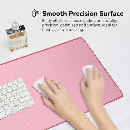 Waterproof Large Gaming Mouse Pad with Durable Stitched Edges, Non-Slip Rubber Base, Smooth Surface Mouse Mat Desk Pad for Home Office Gaming, 27.5"*11.8"*0.08",Pink