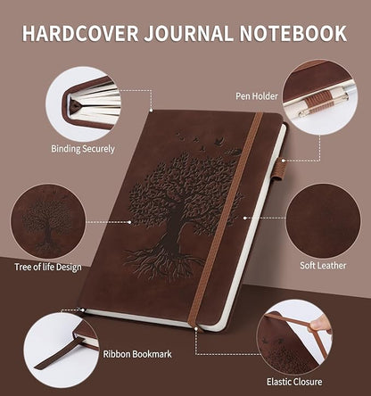 6 Pack Lined Journal Notebook for Women Men, A5 Hardcover Leather Journals for Writing, 200 Pages Thick Paper, Daily Journal Notebook for Work, School, Note Taking, Business, Travel, College Ruled
