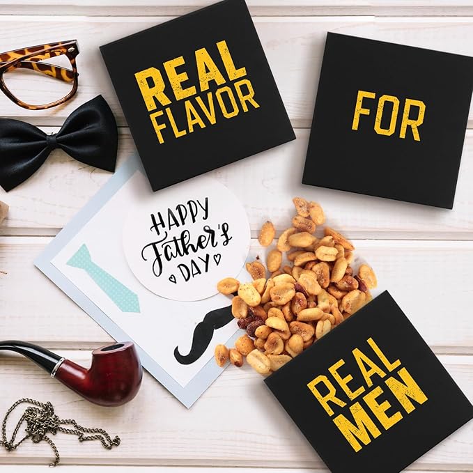 Mens Nut Gifts Box, Featuring Spicy Peanuts, Rice Crackers and Banana Chips in 3 Cube Boxes, Ideal Gift for Men.