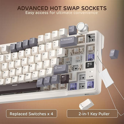 RK ROYAL KLUDGE L98 Wireless Mechanical Keyboard w/Left-Handed Southpaw Design Numpad & Hot Swappable Knob, Tri-Mode 95% Keyboard BT/2.4G/USB-C, Pro Software, Gasket Mount, Massive 8000mAh Battery
