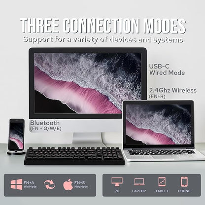 EPOMAKER Galaxy100 QMK/VIA Wireless Gaming Keyboard, Aluminum Shell, Bluetooth/2.4Ghz/USB-C, Pre-Lubed Hot-Swappable Linear Switches, NKRO, RGB Backlit (Black, Wisteria Linear Switch)