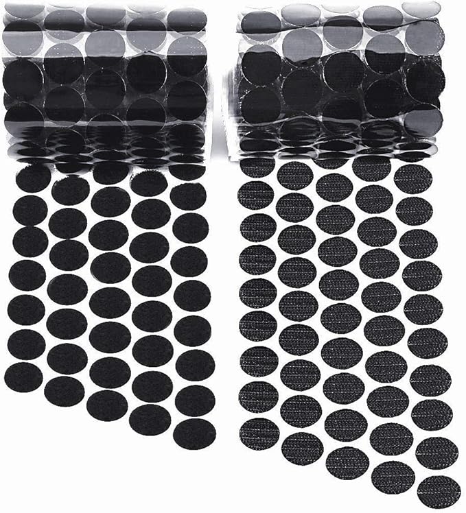 Self Adhesive Dots, Strong Adhesive 800pcs(400 Pairs) 0.59 inch Diameter Sticky Back Hook Nylon, Loop Strips with Waterproof Sticky Glue Tapes for Classroom, Office, Home(Black)