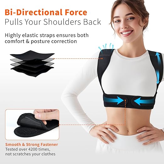 Posture Corrector for Women, Adjustable Back Straightener with Enhanced Support, Invisible Under Clothes, Breathable Upper Back Brace for Neck, Back Pain Relief, Correct Hunchback, Slouching, L/XL