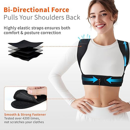 Posture Corrector for Women, Adjustable Back Straightener with Enhanced Support, Invisible Under Clothes, Breathable Upper Back Brace for Neck, Back Pain Relief, Correct Hunchback, Slouching, L/XL