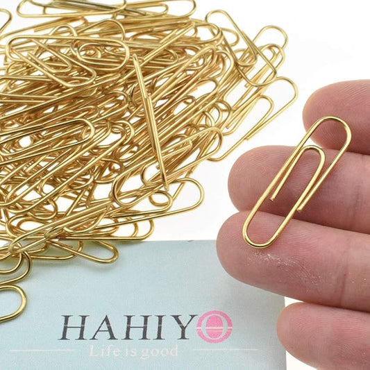 HAHIYO Paper Clips 1.3" (33mm) Length Gold Paperclips Vinyl Coated Prevent Scratching Tearing The Pages Sturdy for Bookmark Organize Home Office School 120 Pack