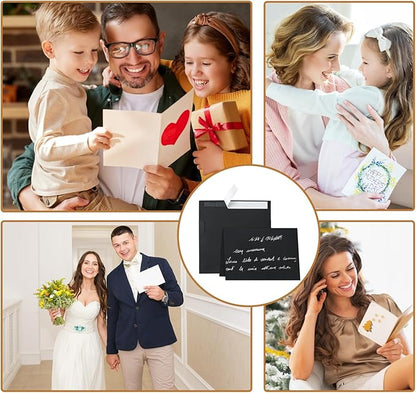 100 Packs Blank Black Note Cards and Envelopes 4 x 6 Heavyweight Folded Cardstock and A4 Envelopes Printable Self Seal for Birthday, Thank You Cards, Wedding Invitations, Baby Showers