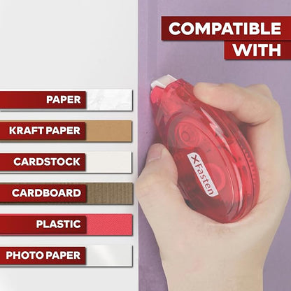 XFasten Adhesive Roller for Scrapbooking, 8mm x 30ft 12-Pack Double Sided Glue Tape Roller Scrapbook Supplies for Adults, Photo Tape for Scrapbooking