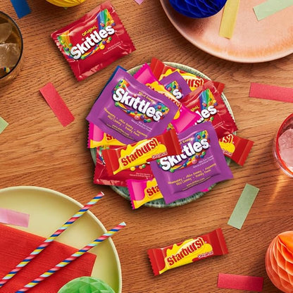 SKITTLES Original, SKITTLES Wild Berry & STARBURST Original and STARBURST FaveReds Fun Size - WRIGLEY'S Assorted Candy Variety Pack - Candy Bulk Individually Wrapped, 20.13oz (Pack of 2)