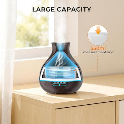 BZseed Aromatherapy Essential Oil Diffuser, 550ml Ultrasonic Fragrant Oil Large Room Humidifier, Diffusers for Home with Timer and Waterless Auto-Off, 7 Color LED Lights,Cool Mist Humidifiers