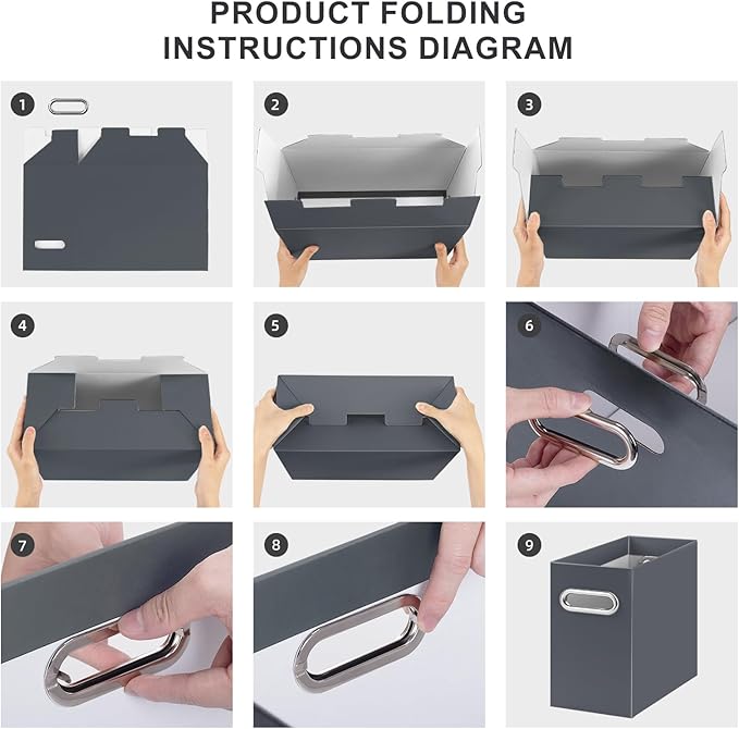 Oterri Cardboard File Organizer Box for Hanging File Folders Letter Size,File Box for Computer Desk,File Cabinet,Working Home,Office,Classroom (Dark Grey, Letter Size - 2 Packs)