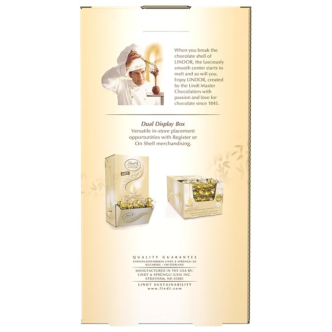 Lindt LINDOR White Chocolate Truffles, Chocolates with Smooth, Melting Truffle Center, 50.8 oz., 120 Count
