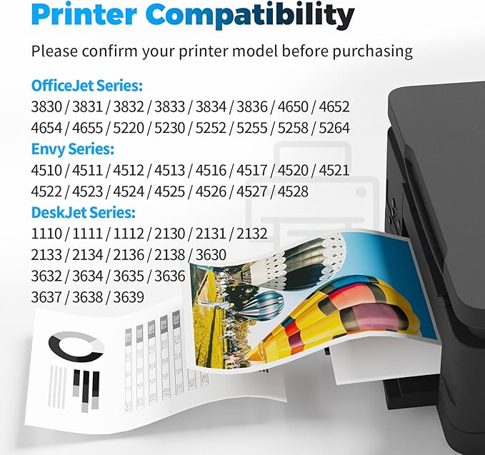 Remanufactured Ink Cartridge Replacement for HP Ink 63 XL 63XL for 3830 4650 4652 4655 5200 5252 5255 5258 4520 4510 4512 1110 1112 2130 2132 3630 3632 (Black Tricolor 2-Pack)