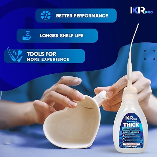 CA Glue Thick Viscosity Kit,1.75 oz. Cyanoacrylate Glue, Heavy-Duty Super Glue for Gap-Filling, Wood, Metal, Plastic, Furniture Repair, High-Strength Adhesive for Vertical and Overhead Surfaces