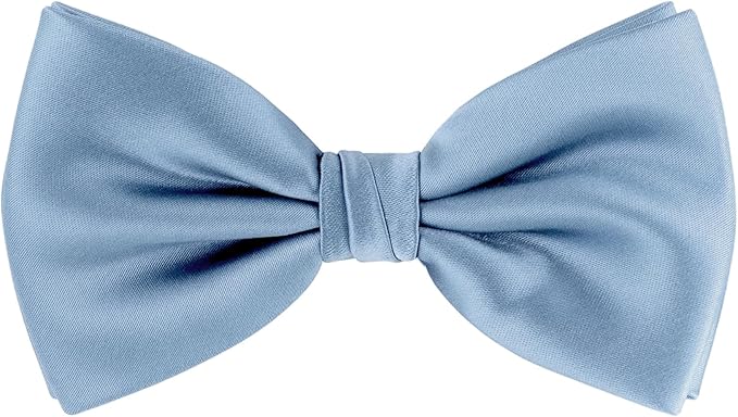 TIE G 5pcs Tie Set in WHITE OR BLACK GIFT BOX: Solid Color Necktie, Satin Bow Tie, Pocket Square, Lapel, Cuff Links
