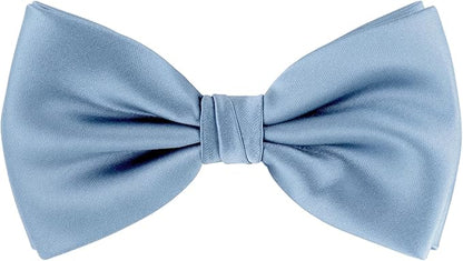 TIE G 5pcs Tie Set in WHITE OR BLACK GIFT BOX: Solid Color Necktie, Satin Bow Tie, Pocket Square, Lapel, Cuff Links