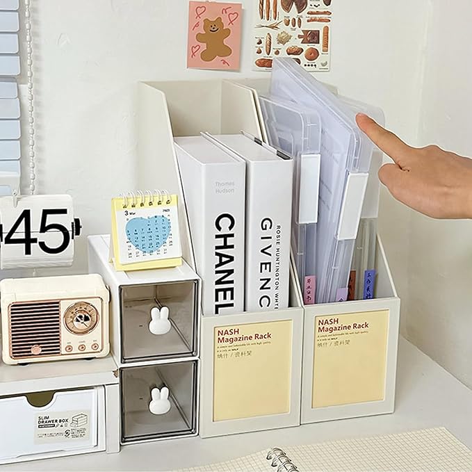 6 Pcs Clear A4 File Portable Project Case, Plastic Storage Box for 8.5" x 11" Letter Paper, Scrapbook Paper Storage Boxes Documents Magazines Holder