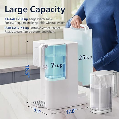 Philips Reverse Osmosis Water Filter Countertop, 6 Stage RO System Water Filtration Purifier with Aquaporin Inside Remineralization and 2 Portable Pitchers, NSF/ANSI 372 Certified, Reduce TDS Lead