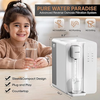 ICEPURE Countertop Reverse Osmosis Water Filter System, BPA Free, 3-Stage RO Water Filter, Pure and Clean Water 3:1, Instant-Hot, Indoor No Installation