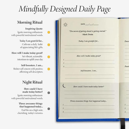 The Original Gratitude Journal 2026 - Daily Practice of Mindfulness & Happiness Journal with Elevating Quotes and Prompts for Affirmation Reflection Mindfulness - Premium Hardcover Journal Blue