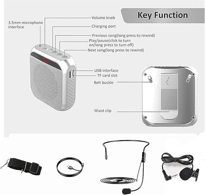 Portable Voice Amplifier for Teachers,Rechargeable Portable Microphone with Speaker,Wired Microphone,Pa System for Outdoors, Teaching, Meeting, Tour Guide, Yoga(5PCS,Black)