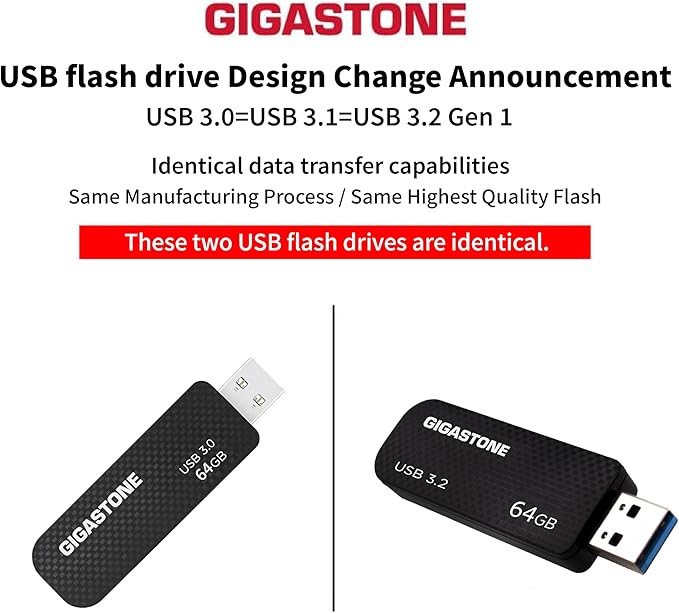 GIGASTONE 64GB Flash Drive (5 Pack) Z30 USB 3.2 Gen 1, 80MB/s Ultra Fast, Keychain Loop, Carbon Fiber Style, Push-Pull Design, Data Storage, Backup for PC/Mac/TV/Car, USB 2.0/3.0/3.1 Compatible