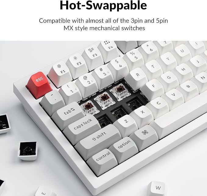 Keychron Q6 Pro Full-Size Bluetooth Custom Mechanical Keyboard for Mac Windows Linux, Full Aluminum QMK/VIA Programmable Knob KSA Double-Shot PBT Keycap Hot-Swappable Keychron K Pro Brown Switch-White