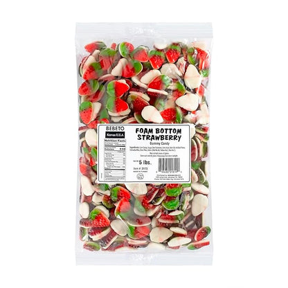 Kervan Candy Bebeto Foam Bottom Strawberry Gummies - Fruity, Soft & Sweet Gummy Candy Bulk for Kids, Gift Snacks and Parties - Strawberry Gummies Big Party Size Bag (5 lbs)