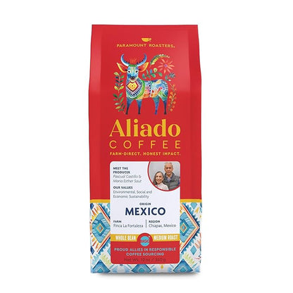 Paramount Roasters Aliado Farm-Direct Finca LaFortaleza 12oz Whole Bean Coffee, Single Origin from Chiapas, Mexico – Smooth Medium Roast, 100% Arabica