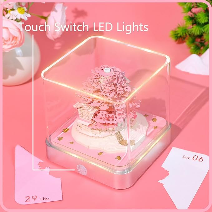 3D Calendar 2026 Time Piece Calendar 3D Memo Pad Tear Away Carving Art Notepad Paper Sculpture Artwork for Sticky Note Record DIY Christmas Gift Office Desktop Decoration-Pink Treehouse