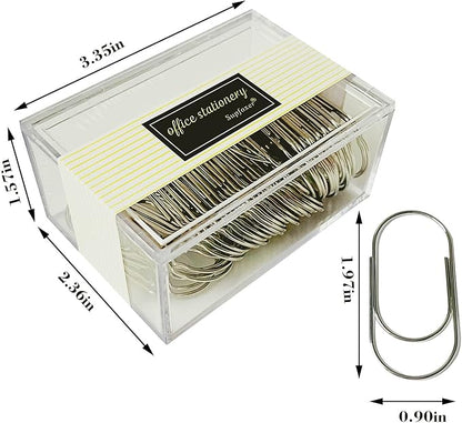 Silver Jumbo Paper Clips, 50pcs 50mm/2" Large Wide Paper Clips Non Skid Smooth Finish Steel Wire Office Supply Accessories