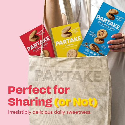Gluten Free Partake Soft Baked Cookies Variety Pack (Chocolate Chip, Snickerdoodle, Lemon) - Vegan - Free From the Top 9 Allergens Including Dairy, Wheat, Soy, Eggs, & Peanuts - Non GMO - Safe School & Office Snack (4 Pack, 5.5oz Boxes)