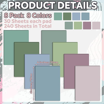 Yinder 4 x 6 Inch Transparent Sticky Notes Translucent Sticky Notes Waterproof Clear Self Memo Pad See Through Bible Journaling Accessories Office School Supplies, 8 Pack 240 Sheets(Pastel)