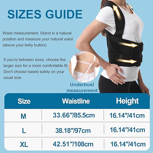 Posture Corrector for Women and Men, Upper Back Brace Adjustable Lightweight for Scoliosis, Neck Shoulder & Upper/Lower Back Pain Relief, Easy-on/off Back Straightener Posture Corrector, Under Clothes