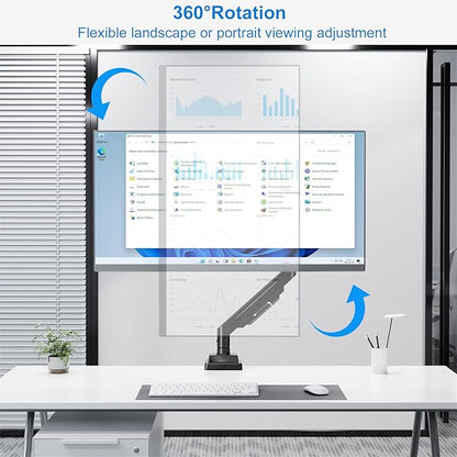 Single Monitor Mount for Max 43", Premium Monitor Arm Hold up 2.2-33lbs Ultrawide Computer Screens, Full Motion Gas Spring Heavy Duty Desk Mount Adjustable VESA Mount 75x75/100x100mm