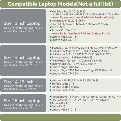 PU Leather Laptop Sleeve - Compatible with 15.3 inch MacBook Air, Surface Book, Laptop Studio - Blue