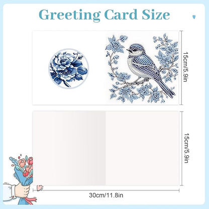 jinglinhh 12pcs Diamond Art Painting Butterfly Bluebird Greeting Cards with Envelopes, DIY Card Making Kits for Adults, Diamond Art Postcards Christmas Cards Craft Gifts