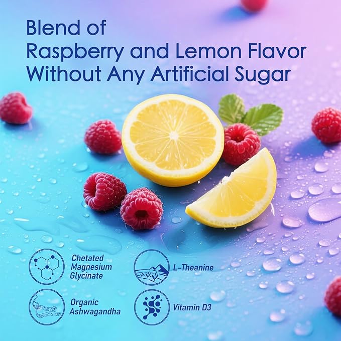 CALMORA Adaptogenic Relaxation Drink Mix – Raspberry Lemonade with L-Theanine, Ashwagandha & Magnesium Glycinate |Sugar-Free, Non-GMO, 20 Single-Serve Packets