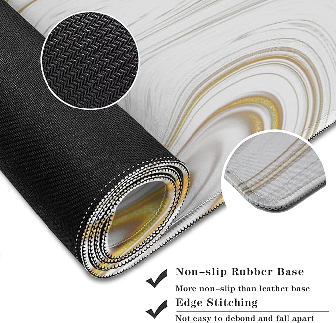 (Luxury Marble Ink Patterns Desk Mat, Waterproof Protection for PC Laptop Home Office Desk Decor (35.4x15.7in)