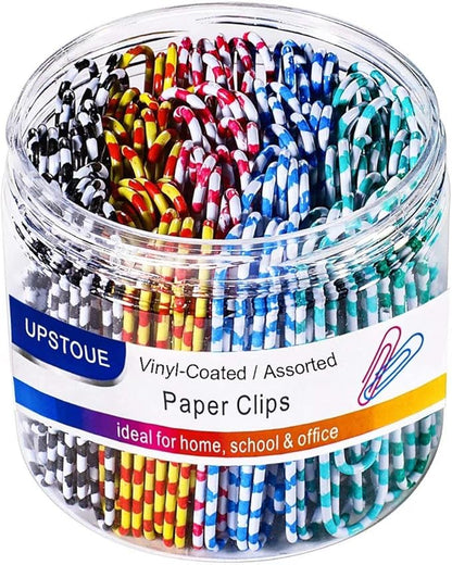Vinaco Color Stripe Paper Clips, 100 Pack 2 Inch (50 mm), Durable & Rust Resistant Jumbo Clips. Great for Office, School and Personal Use