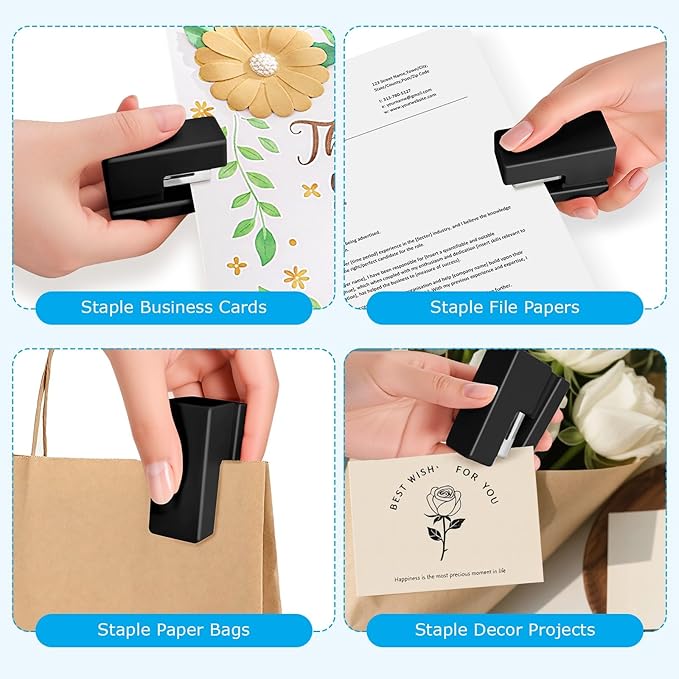 Mini Stapler - Small Cute Desk Staplers - 25 Sheet Capacity with 830 Staples and Staple Remover, Desktop Stapler for Office, School, Home, Black