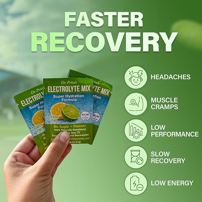 Dr. Price’s Electrolytes Powder Packets | Lemon Lime 30 Servings | Sugar Free Hydration Packets with 72+ Trace Minerals | Keto, Vegan, Electrolyte Drink Mix | Doctor-Formulated, Made in USA
