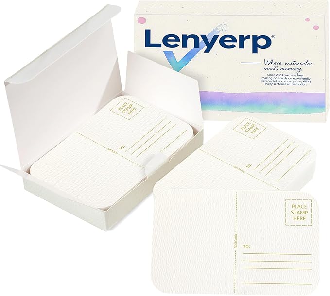 100 Sheets Watercolor Postcards 4 x 6 Inch 140lb/300gsm,100% Cotton,Acid-Free Heavyweight Art Paper with Hot Stamping Font Technology for Painting, DIY, Mailing, Invitations, Greeting Cards
