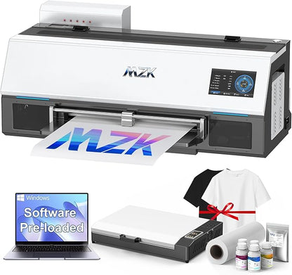 MZK A3 Plus DTF Printer XP600 Doubled-Speed,13+" DTF Film,Built-in Holiday Automatic Timed Cleaning Printhead,LED Multi-Function Fouch Screen,Film Cutter,White Ink Circulation,Gift Ink 2 Year
