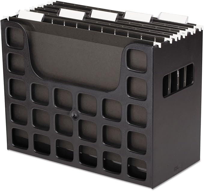Pendaflex Portable Desktop File, Side Handles, Hanging File Folders, Tabs & Inserts, Letter Size, 9-1/2 x 12-3/16 x 6 Inches, Black (23013)