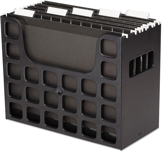 Pendaflex Portable Desktop File, Side Handles, Hanging File Folders, Tabs & Inserts, Letter Size, 9-1/2 x 12-3/16 x 6 Inches, Black (23013)