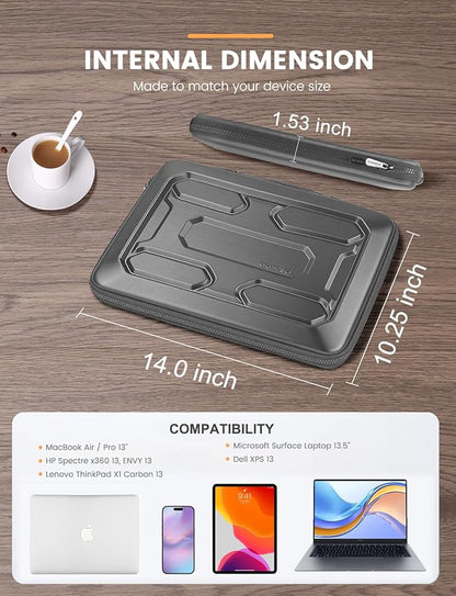 DOMISO 13.3 inch Laptop Sleeve with Handle Shockproof Computer Bag Waterproof EVA Protective Carrying Case for 13-13.3 inch Notebooks/13 MacBook Air/MacBook Pro Retina/Dell XPS 13/HP, Dark Grey